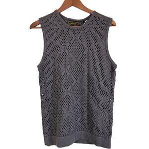 Y2K Revival Goth Grunge Indie Sleaze Hollow Out Mesh Sleeveless Diamond Knit S